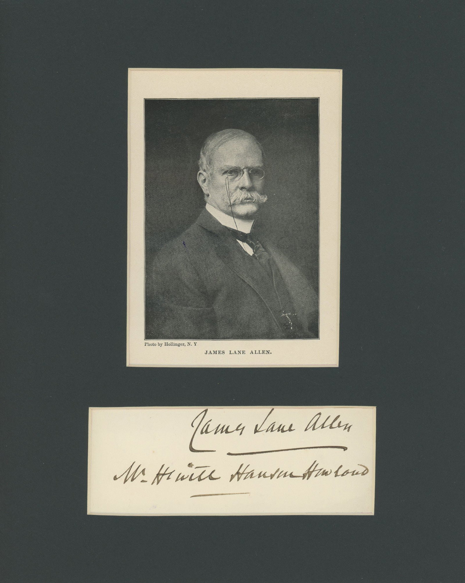 James Lane Allen - Acclaimed American Novelist - Autographed Card in 8 x 10" Matted Display (1 of 1)