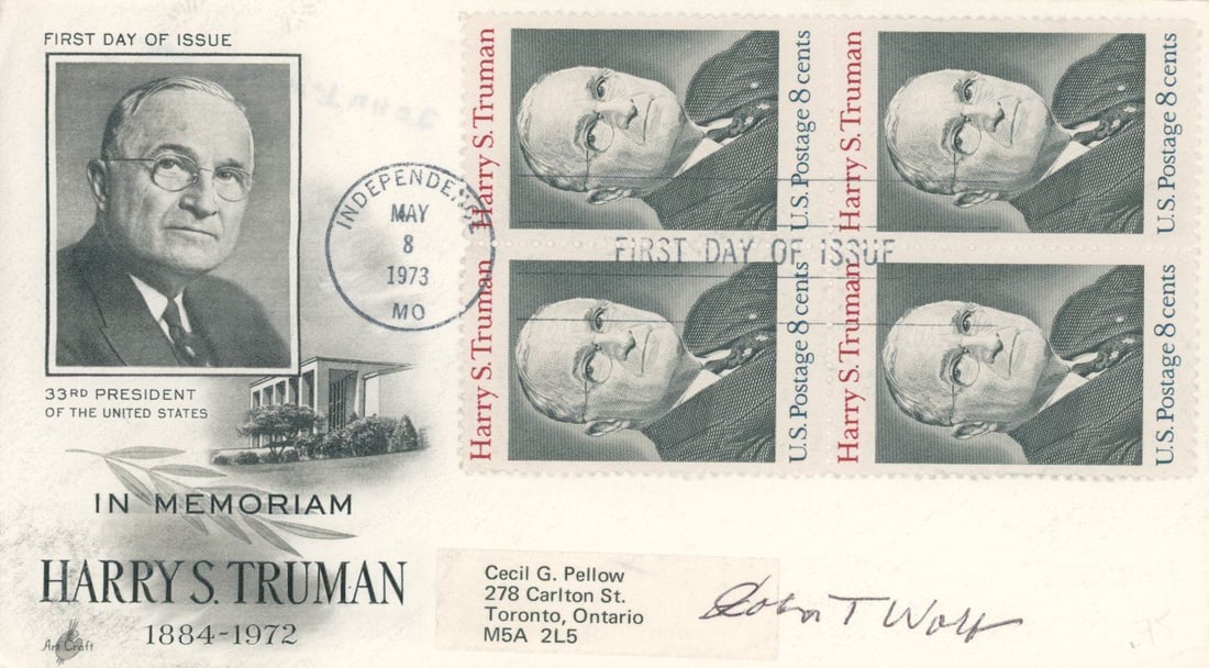 John T. "Mike" Wolf - World War II Navy ACE - Autographed First Day Cover (1 of 1)