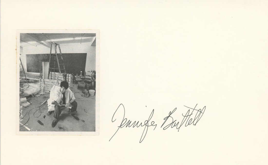 Jennifer Bartlett - American Artist: Neo-Expressionism - Autographed 8 x 5" Card: Details: Jennifer Bartlett autographed 8 x 5" card with affixed image. Near fine condition. Jennifer Bartlett; née Losch (March 14, 1941 – July 25, 2022) was an American artist and novelist