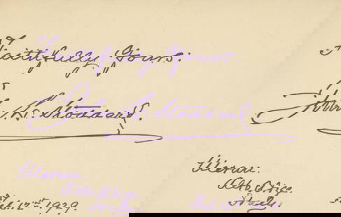 John Lawson Stoddard - Photography Pioneer: Magic Lantern - Clipped 5 x 3.25" Autograph, 1929: Details: John Lawson Stoddard clipped 5 x 3.25" autograph, 1929. Near fine condition. John Lawson Stoddard (April 24, 1850 – June 5, 1931) was an American lecturer, author and photogra