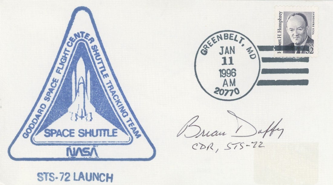 Brian Duffy - NASA Astronaut - Autographed Commemorative Postal Cover: Details: Brian Duffy autographed commemorative postal cover. Fine condition. Brian Duffy (born June 20, 1953) is a retired U.S. Air Force colonel and a former NASA astronaut. He flew aboar