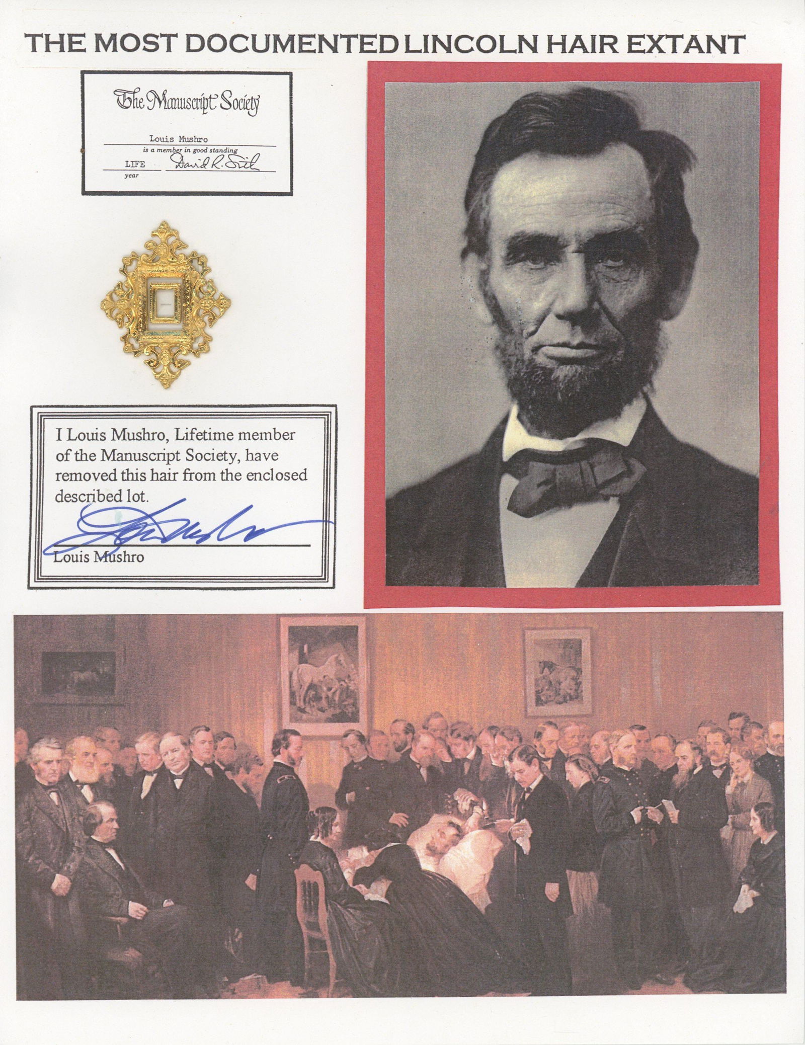 Abraham Lincoln - 16th President of the U.S. - Authentic Single Strand of Hair Display (1 of 10)