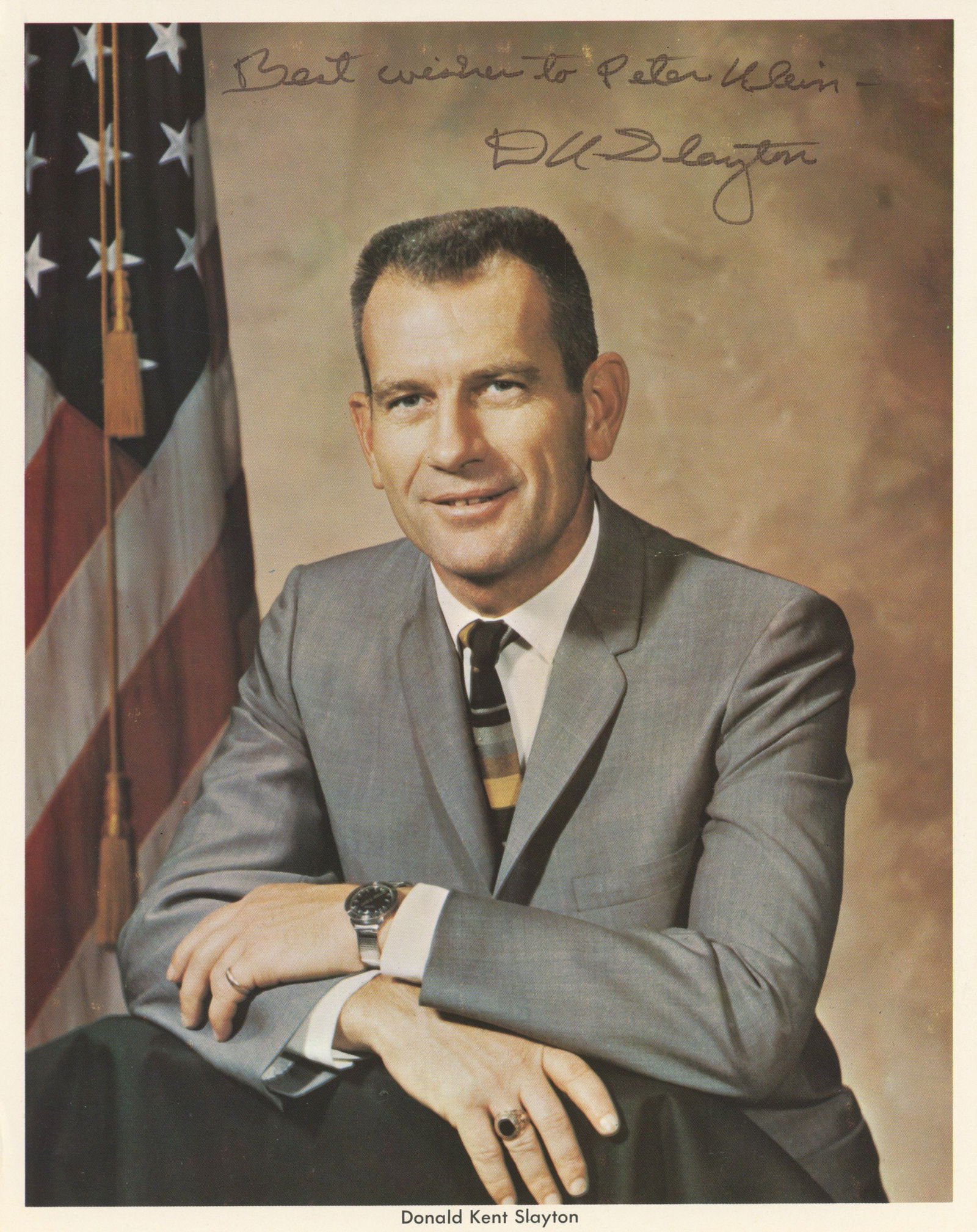 Deke Slayton - NASA Astronaut - Autographed Official NASA 10 x 8" Photograph to Peter Klein (1 of 1)