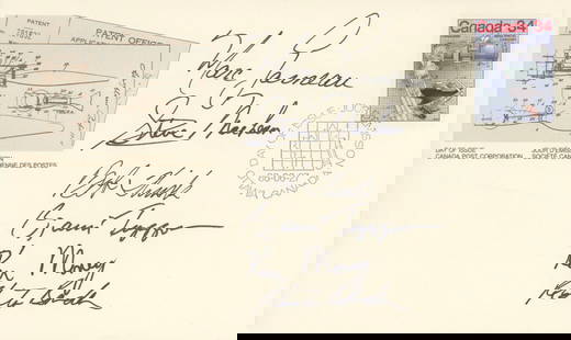 Canadian Astronauts (NRC Group of 1983) - Autographed Commemorative Postal Cover Signed by 6: Details: Canadian Astronauts (NRC Group of 1983) autographed commemorative postal cover signed by Roberta Bondar, Marc Garneau, Steve MacLean, Kenneth Money, Robert Thirsk, and Bjarni Tryggvason.