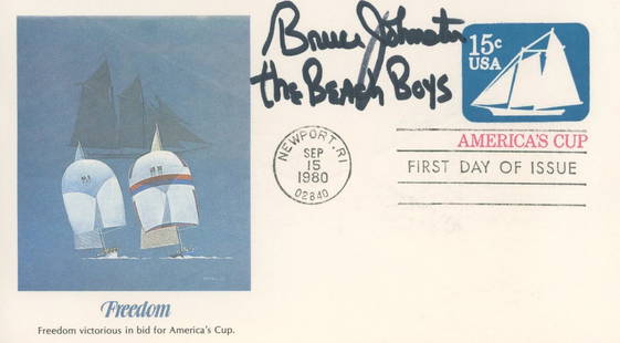 Bruce Johnston of the Beach Boys - Autographed First Day Postal Cover: Details: Bruce Johnston autographed First Day of Issue postal cover. Fine condition. Bruce Arthur Johnston (born Benjamin Baldwin; June 27, 1942) is an American musician, singer, songwriter, arranger,