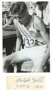 Ralph Hill - Olympic Silver Medalist Champion Runner - Clipped Autograph: Details: Ralph Hill clipped autograph. Accompanied by modern 4 x 6" photograph. Very good condition. Ralph Anthony Hill (December 26, 1908 – October 17, 1994) was an American runner. He set an A