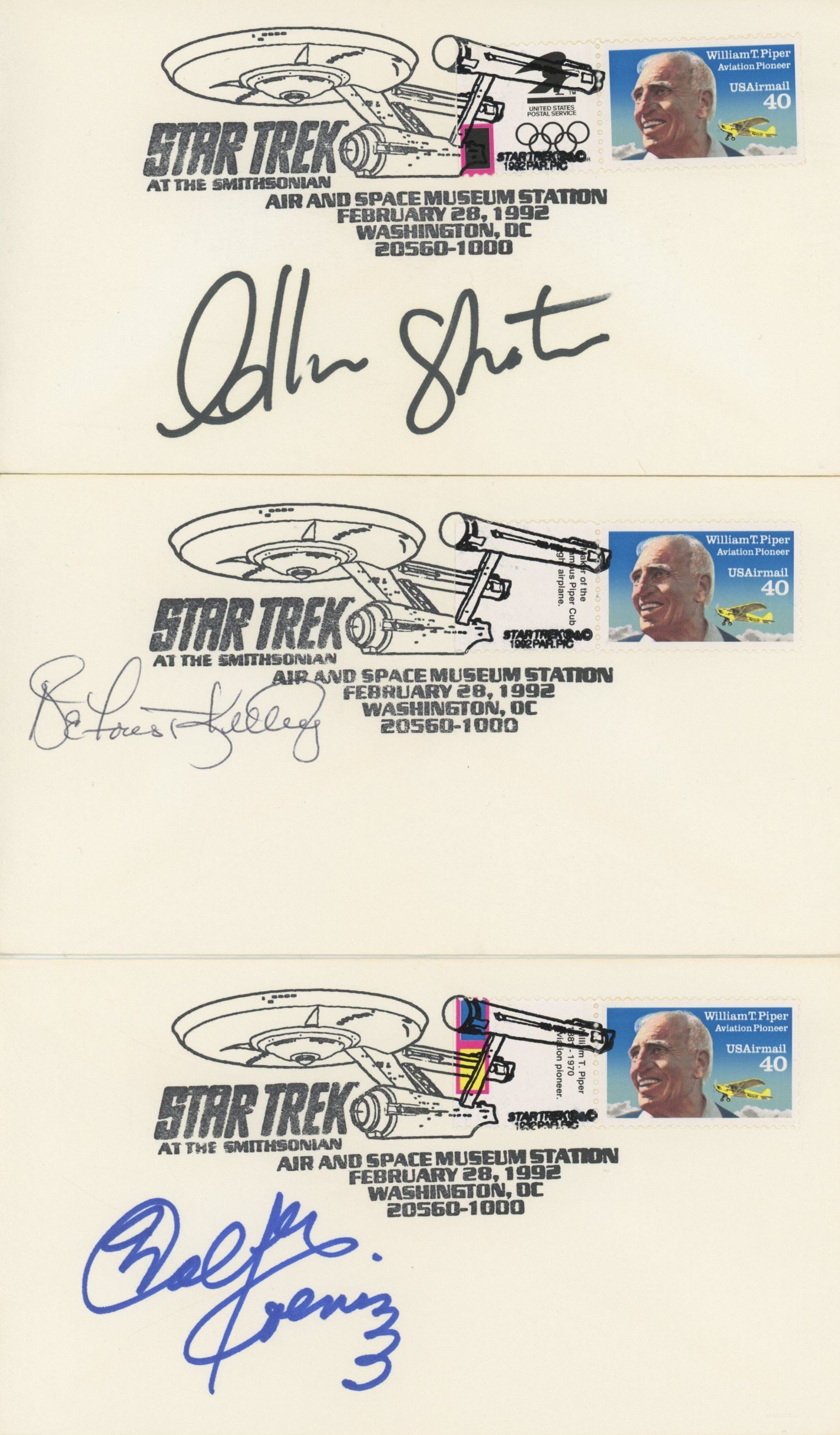 Star Trek Collection of 3 Autographed Covers by William Shatner, DeForest Kelley & Walter Koenig (1 of 1)
