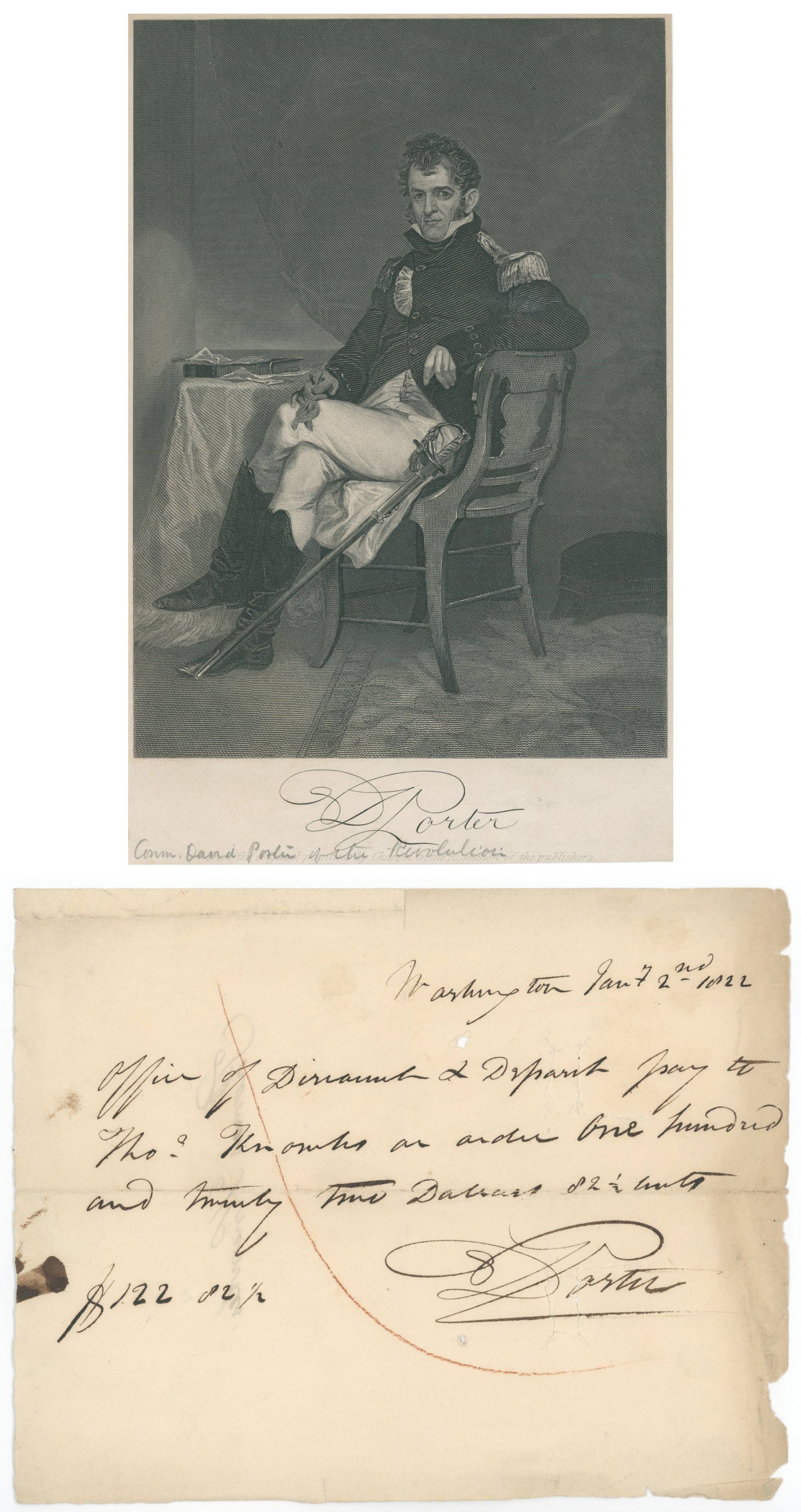 David Porter - U.S. Navy Captain: War of 1812 - Autographed Manuscript 1822 Pay Order (1 of 3)