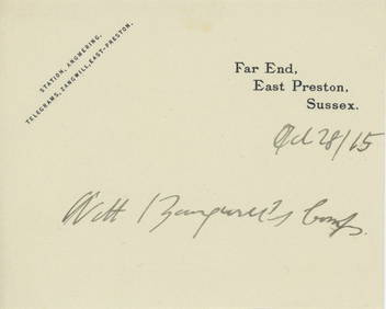 Israel Zangwill - British Writer of Cultural Zionism & Associate of Theodor Herzl - Compliments Slip (1 of 1)