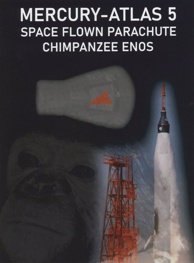 Mercury-Atlas 5 Flight-Flown Parachute Artifact Display from Chimpanzee Enos Flight (1 of 2)