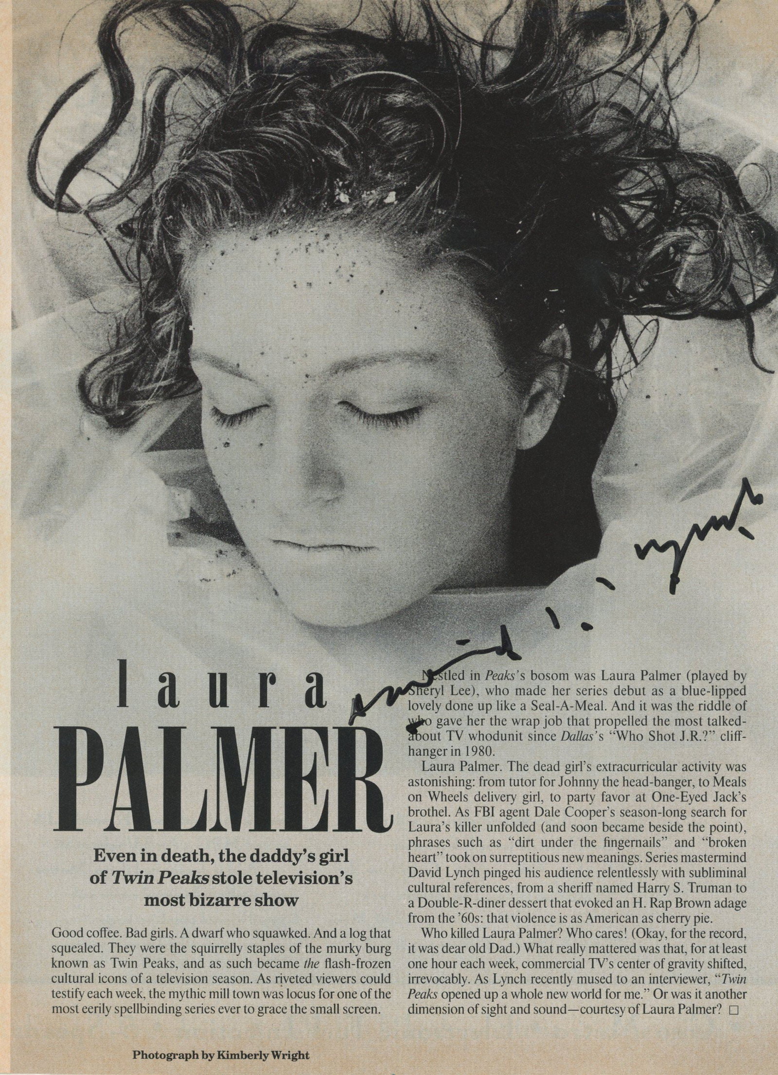 David Lynch Autographed 8 x 11" "Twin Peaks" Magazine Page Article (1 of 1)