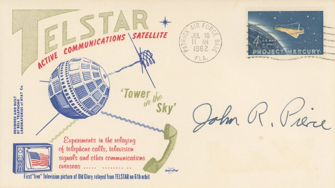 John R. Pierce - Pioneer of Radio Communications & Science Fiction - Autographed Postal Cover (1 of 1)