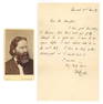 James Russell Lowell - Iconic Poet & Critic - Autographed Handwritten Letter (ALS) & CDV Photograph