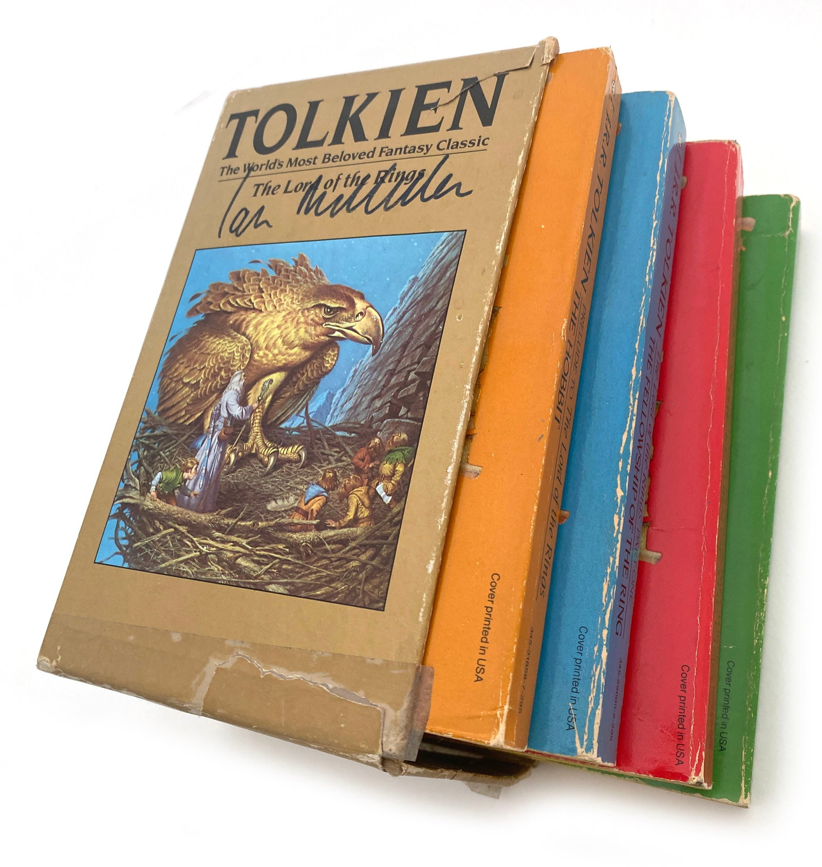 Ian McKellen Autographed Tolkien "Lord of The Rings" 4-Book Softcover Boxed Set (1 of 3)