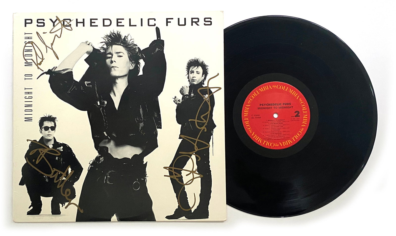 The Psychedelic Furs: Triple Autographed "Midnight to Midnight" Vintage Record Album: Details: The Psychedelic Furs: Richard Butler, Tim Butler, and Paul Garisto autographed "Midnight to Midnight" vintage record album. The cover shows very little age wear, and overall, it is in ne