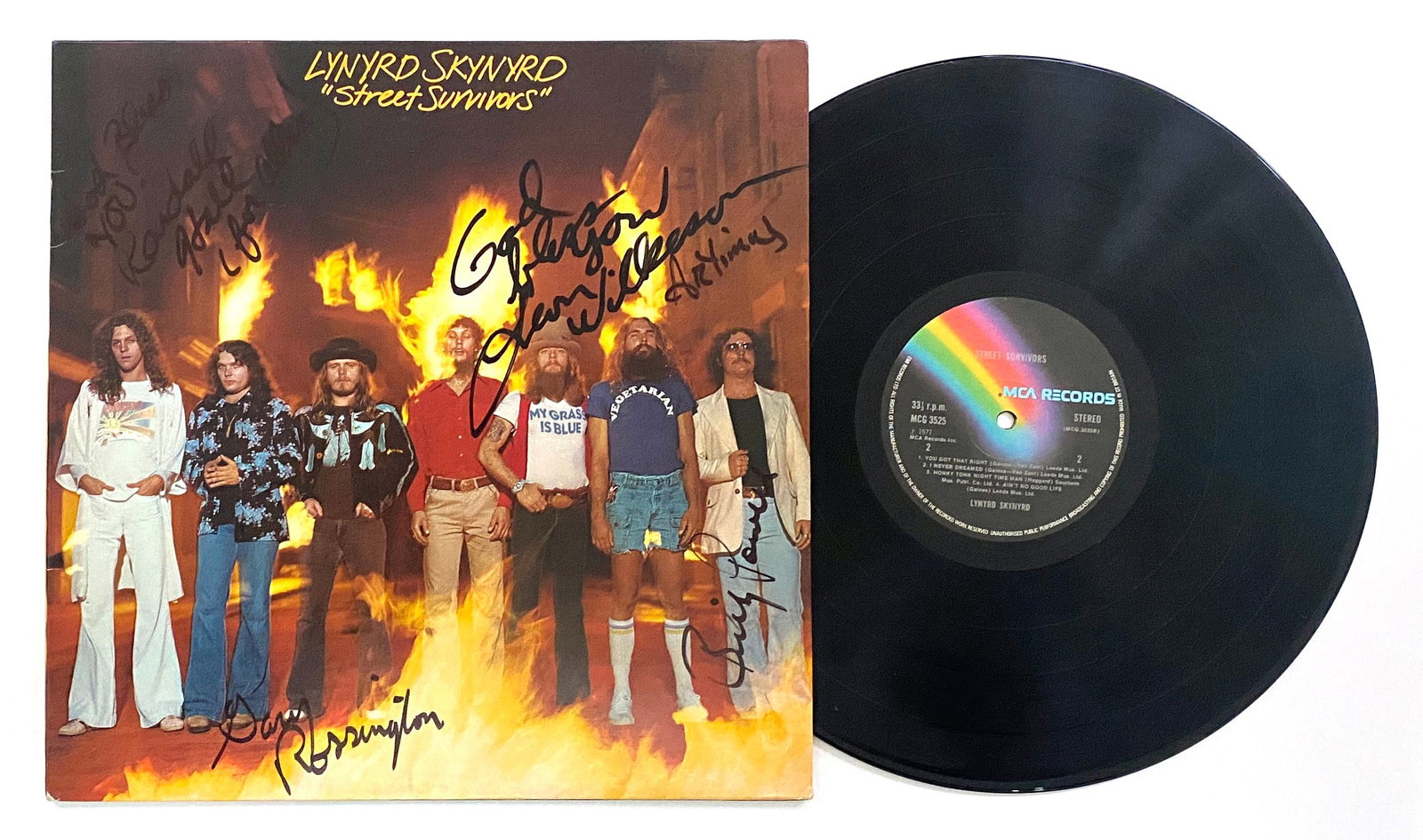 Lynyrd Skynyrd "Street Survivors" Autographed Record by Wilkeson, Rossington, Powell, Hall & Pyle (1 of 1)