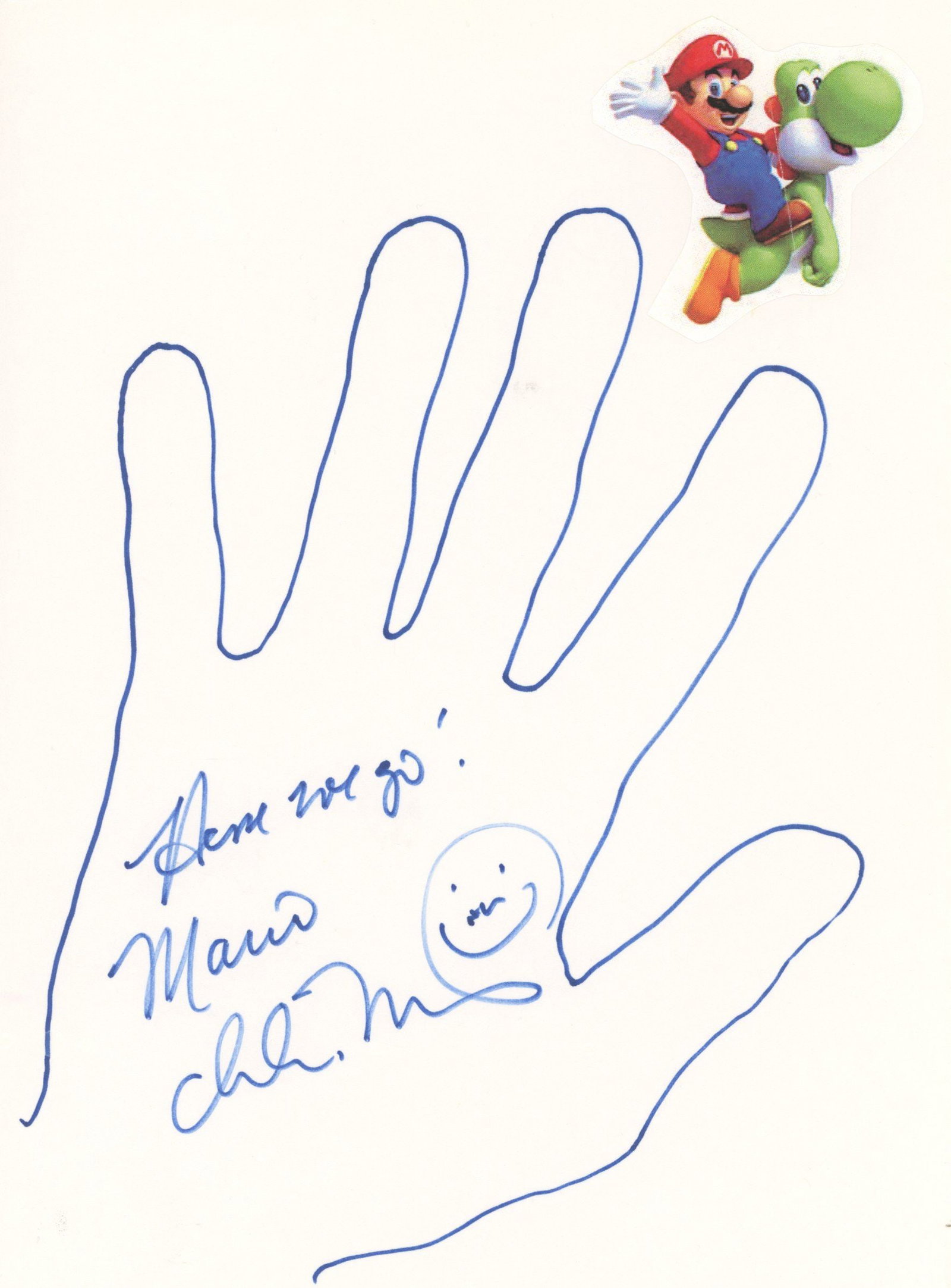 Charles Martinet - Voice of "Mario" and "Luigi" in "Super Mario Bros." - Autographed Hand Tracing (1 of 1)