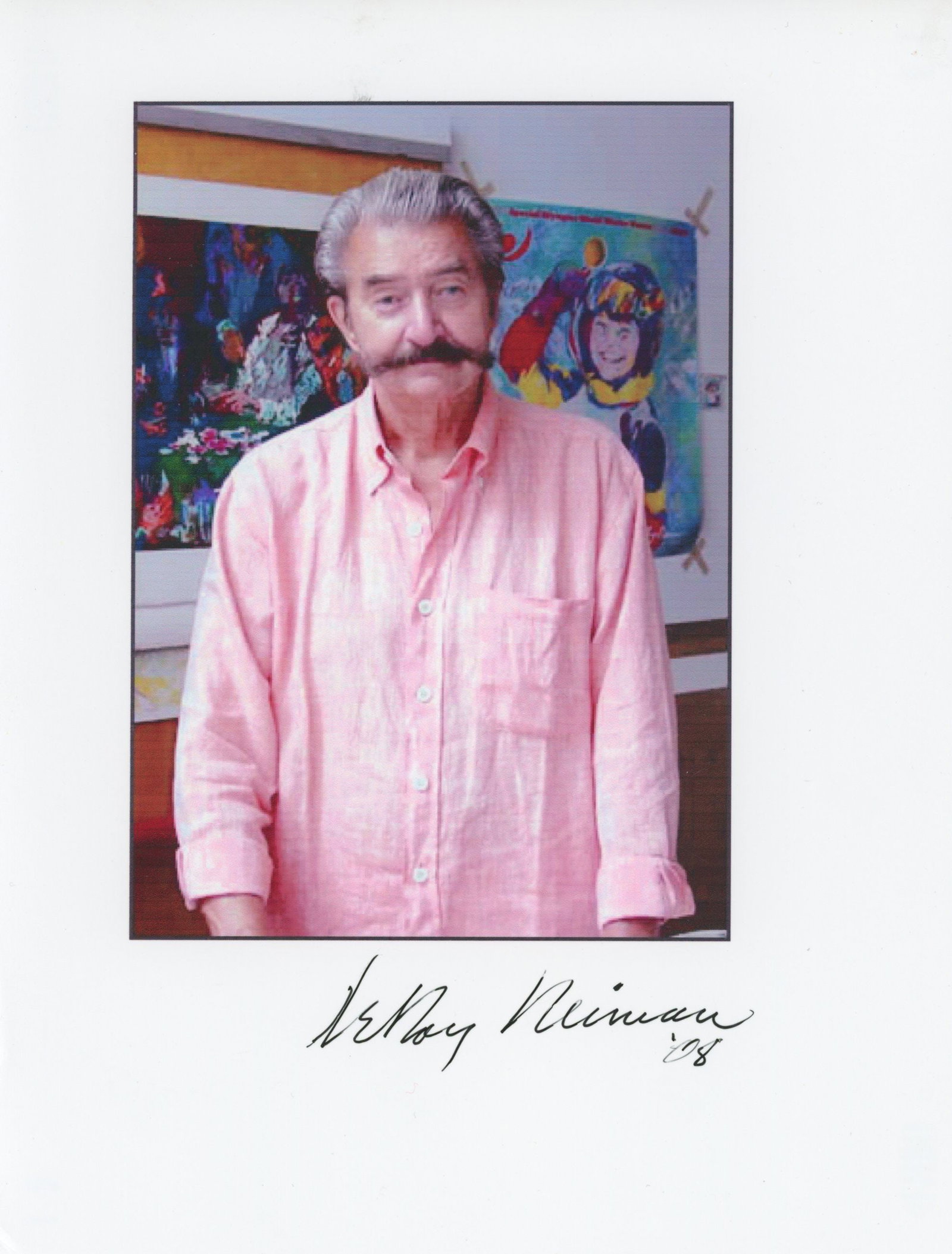LeRoy Neiman - Iconic American Artist - Autographed 8.5 x 11" Glossy Photograph: Details: LeRoy Neiman autographed 8.5 x 11" glossy photograph dated '08. Fine condition.