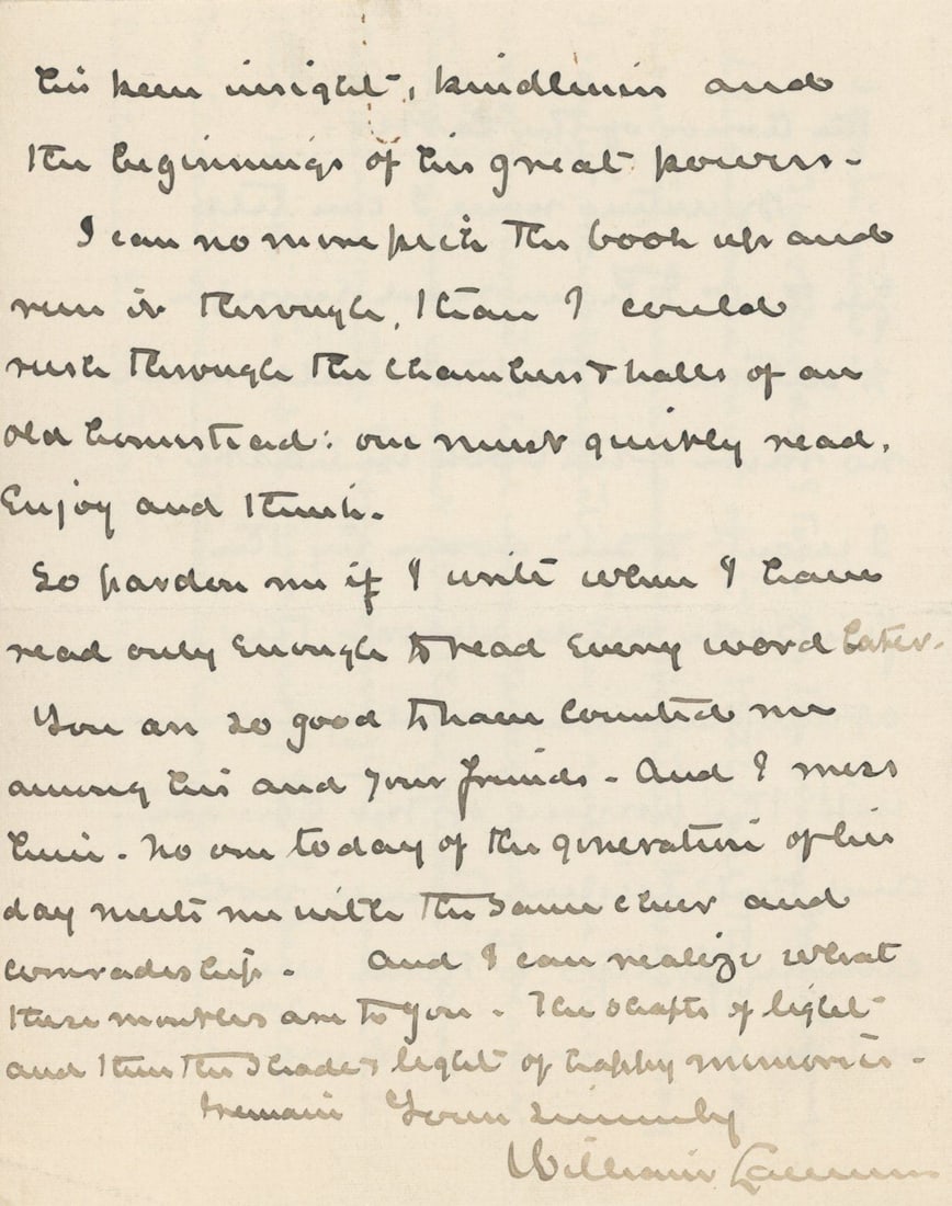 Bishop William Lawrence - 7th Bishop of the Episcopal Diocese of Massachusetts - Autographed Letter: Details: William Lawrence autographed 4-page handwritten letter (ALS) dated January 2, 1918. The letter is written on both sides of a single folded page. Fine condition. William Lawrence (May 30, 1850
