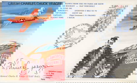 Chuck Yeager - Aviation & Test Pilot Legend - Autographed 1983 Commemorative Postal Cover (1 of 2)