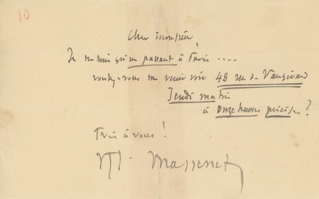 Jules Massenet - Romantic Era French Classical Composer - Autographed Handwritten Note (ANS) (1 of 1)