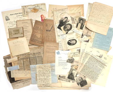 1800s - 1900s Autograph & Ephemera Discovery Lot - Approximately 100 Pieces: Details: 1800s&#8211;Mid 1900s Autograph &amp; Unsigned Ephemera Discovery Lot &#8211; Approximately 100 A fascinating discovery lot featuring approximately 100 items including autographs and unsigned
