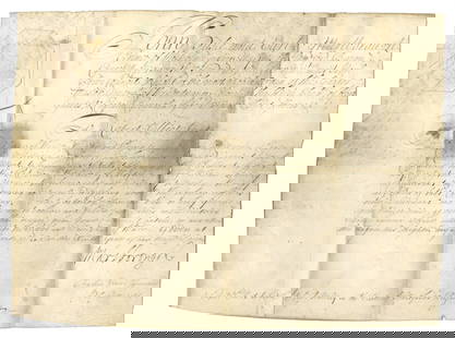 John Churchill – Duke of Marlborough – Signed Military Document on Vellum – March : Details: John Churchill, 1st Duke of Marlborough, boldly signed military commission document on vellum, dated March 8, 1709/10. Measuring 14 x 10.5 inches, this official appointment commissions Robert
