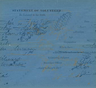 John Kaeber – Civil War Volunteer Soldier – 1864 Re-Enlistment Statement in the Field: Details: John Kaeber &#8211; Civil War Volunteer Soldier &#8211; 1864 Re-Enlistment Statement in the Field Civil War-era document titled &#8220;Statement of Volunteer for Re-Enlisting in the Field&#82