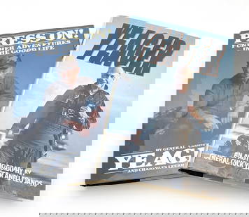 Chuck Yeager – Legendary Test Pilot – Pair of Autographed Books – “Yeager&#8: Details: Chuck Yeager autographed hardcover copies of his books Yeager and Press On! Further Adventures in the Good Life, both featuring bold ink signatures with personal inscriptions. Near fine condi