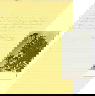 Chuck Yeager – First Supersonic Pilot – Handwritten Autographed Letter on Flying Safety: Details: Chuck Yeager handwritten autographed letter (ALS) on an 8.5 x 11" sheet of yellow lined paper, with an aviation-themed message emphasizing flight safety and professionalism. Fine condition. A