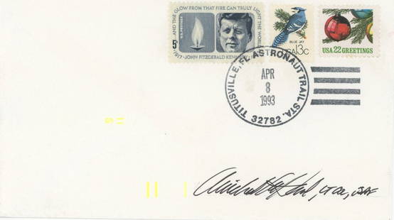 Michael A. Hamel – USAF General & Space Program Leader – Autographed Cover – Kenne: Details: Michael A. Hamel autographed commemorative cover postmarked April 8, 1993, in Titusville, Florida, along the historic Astronaut Trail. The cover features three U.S. stamps, including a John F