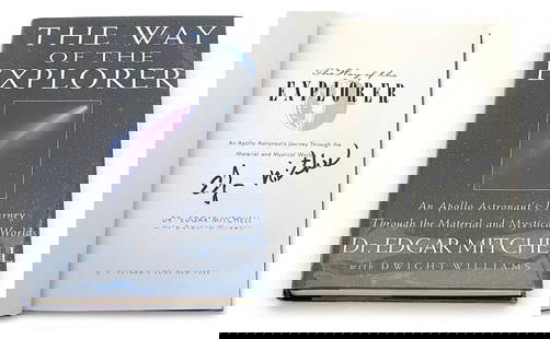Edgar Mitchell – Apollo 14 Astronaut – Autographed “The Way of the Explorer”: Details: Edgar Mitchell autographed hardcover copy of The Way of the Explorer: An Apollo Astronaut&#8217;s Journey Through the Material and Mystical Worlds, co-authored with Dwight Williams. Boldly si