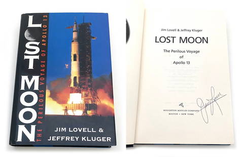 Jim Lovell – Apollo 13 Commander – Autographed Book “Lost Moon: The Perilous Voyag: Details: Jim Lovell autographed hardcover book, Lost Moon: The Perilous Voyage of Apollo 13, co-written with Jeffrey Kluger. Lovell has signed clearly in black felt tip on the title page. Published by