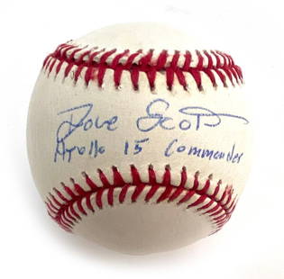 Dave Scott – Apollo 15 Commander – Autographed Bud Selig MLB Baseball with Mission Inscr: Details: Dave Scott &#8211; Apollo 15 Commander &#8211; Autographed Bud Selig MLB Baseball with Mission Inscription Official Rawlings Bud Selig-era Major League Baseball autographed by Dave Scott, sig