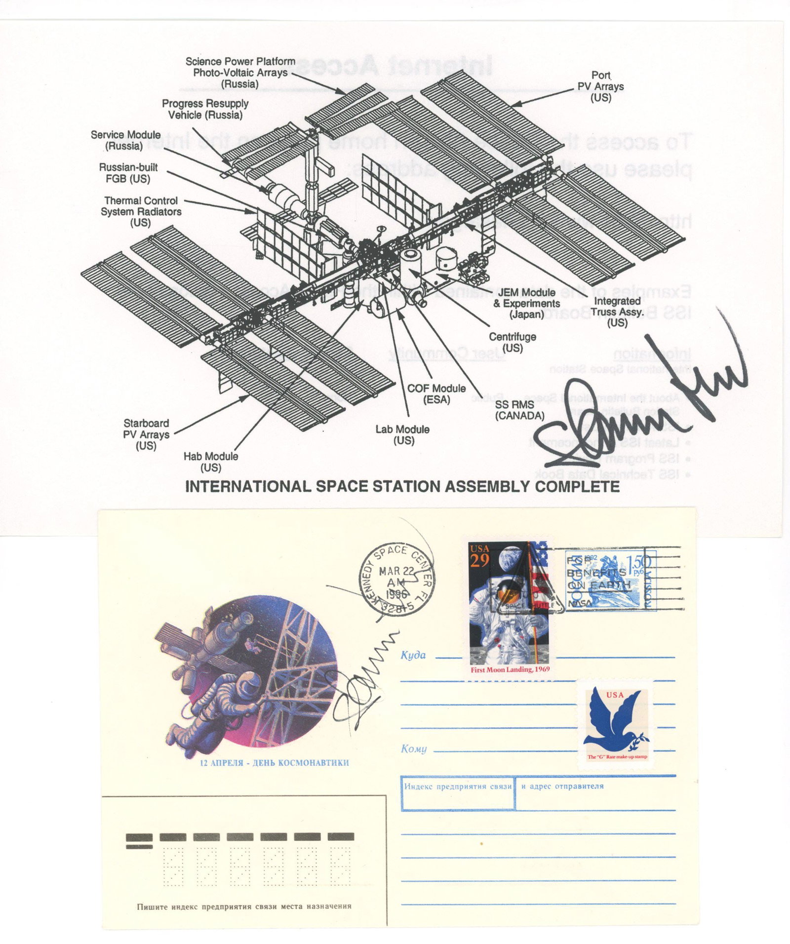 Shannon Lucid – NASA Astronaut – Autographed Space Station Diagram & Cosmonautics Day Co (1 of 1)