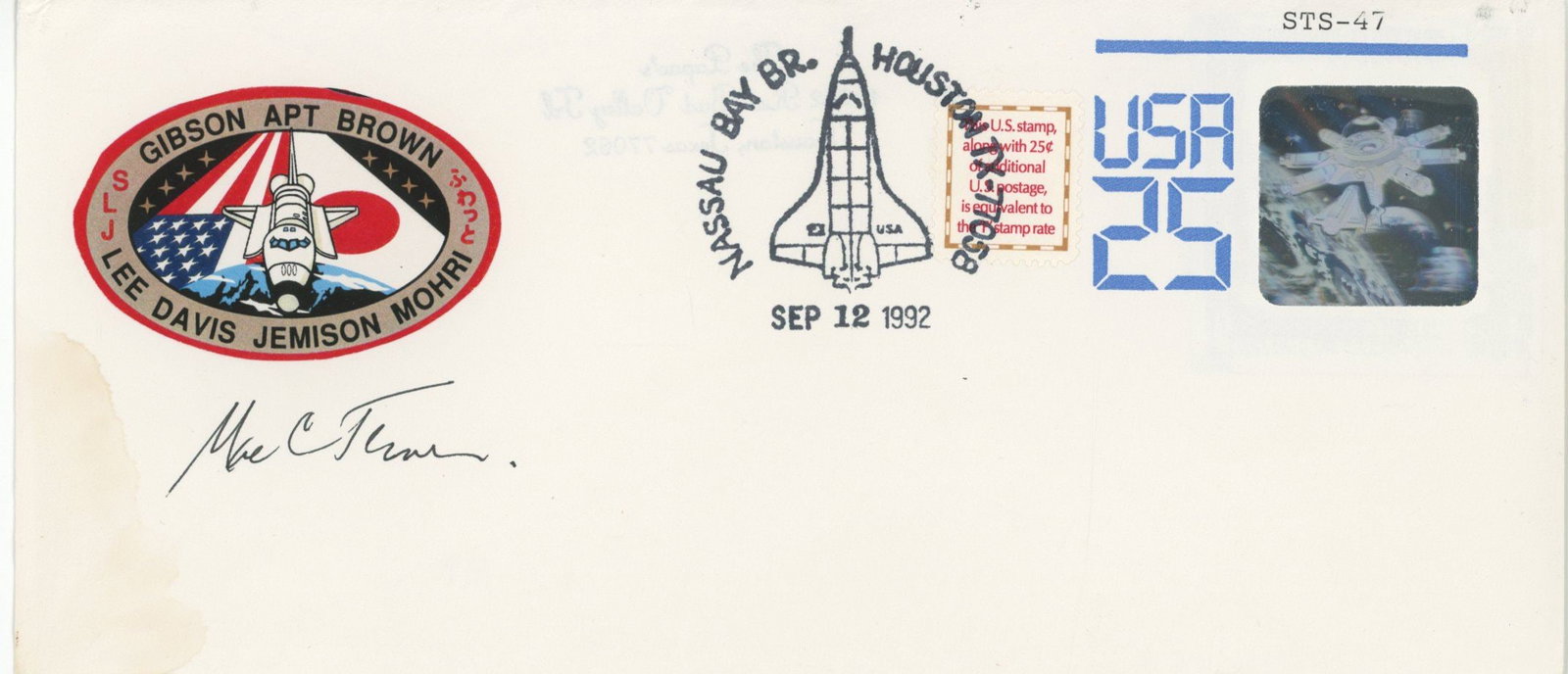Mae Jemison – STS-47 Space Shuttle Endeavour – Autographed 1992 Mission Cover (1 of 1)