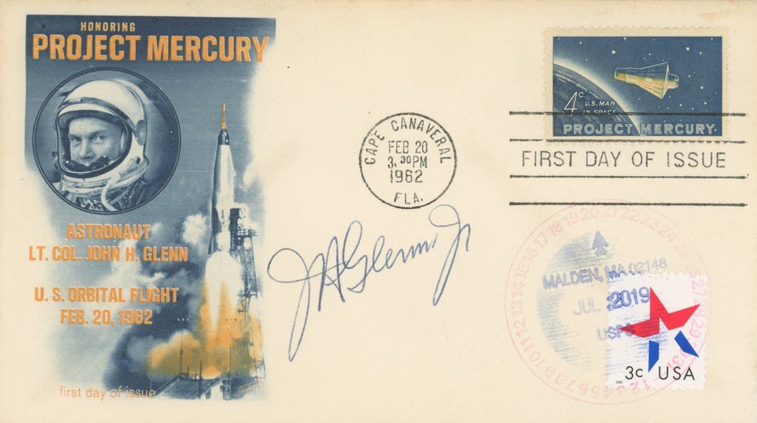 John Glenn – Mercury Astronaut – Autographed “Project Mercury” First Day of  (1 of 1)