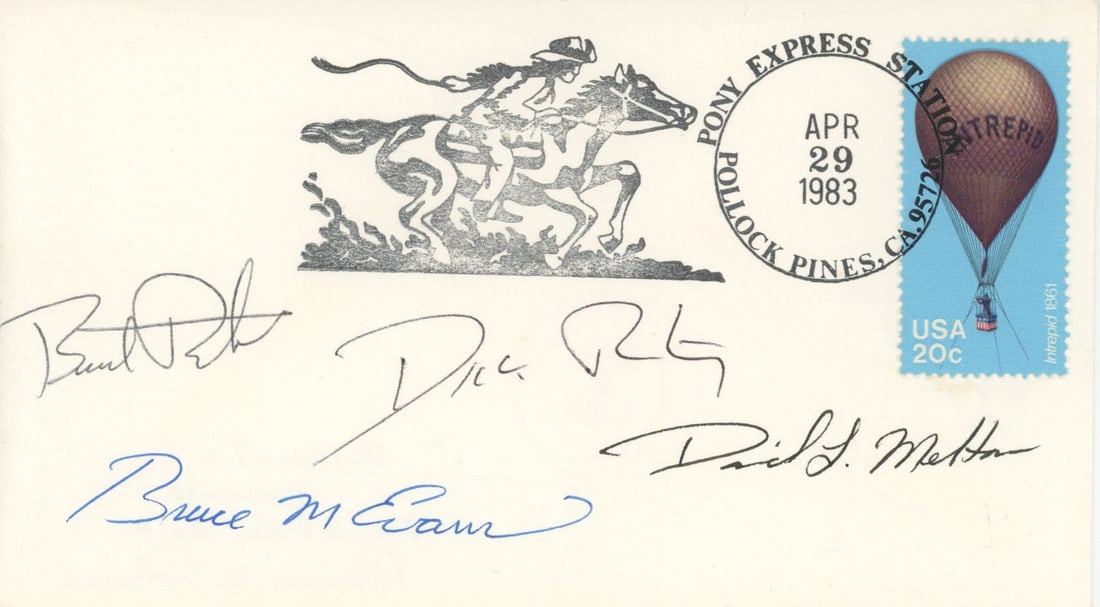 Aviation Pioneers – Voyager & Balloon Pilots  – Autographed Cover by D.& B.Rutan, B.Evan (1 of 1)
