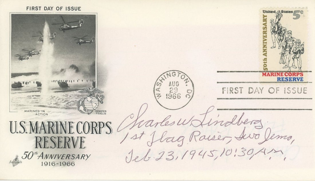 Charles W. Lindberg – Iwo Jima Flag Raiser – U.S. Marine Corps Reserve 50th Anniversary  (1 of 1)