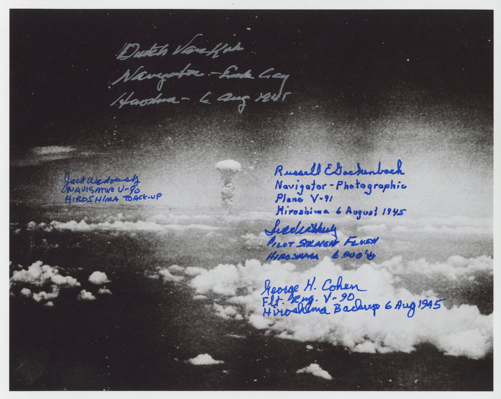 Atomic Bomb Mission – Theodore “Dutch” Van Kirk & Crew – Autographed 10 x 8& (1 of 7)
