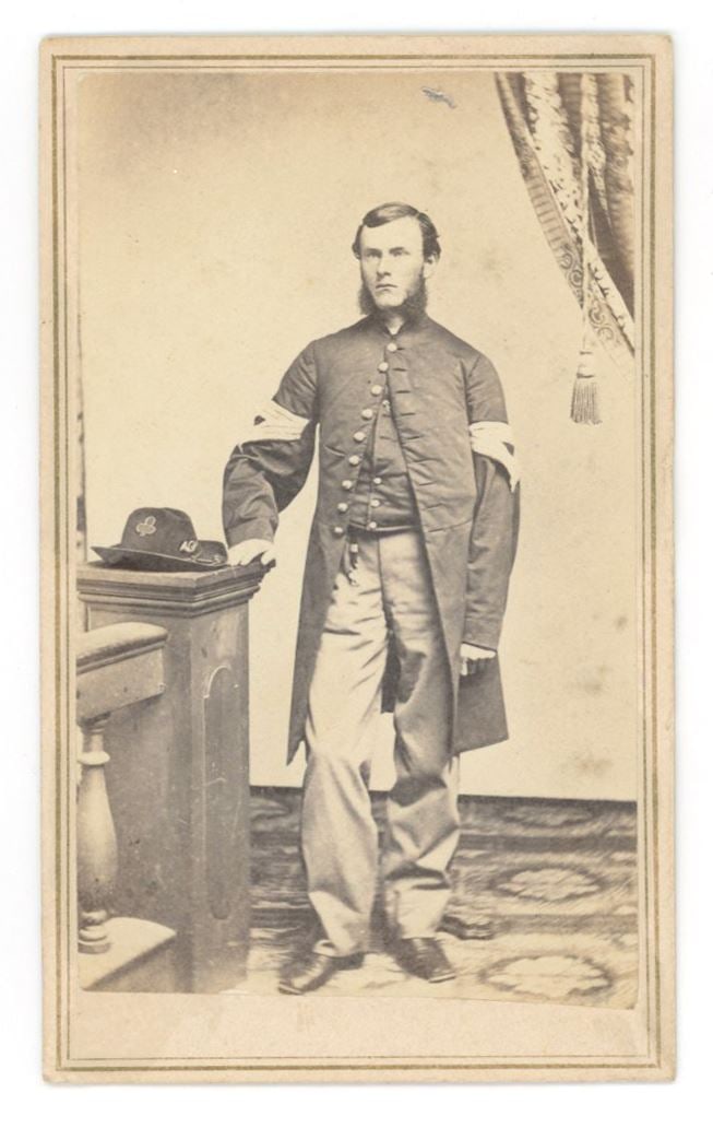 Civil War Soldier – Standing Portrait with AG Hat – Carte de Visite (CDV) Photograph (1 of 2)