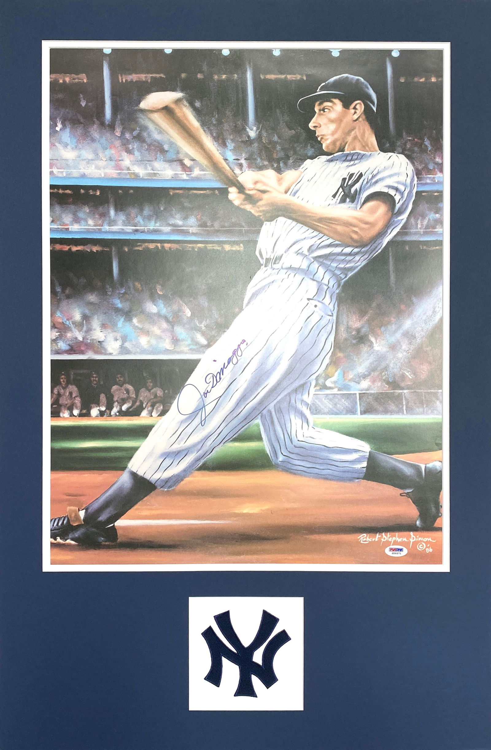 Joe DiMaggio – New York Yankees Legend – Autographed 18x24 Print Display with NY Patch (1 of 3)