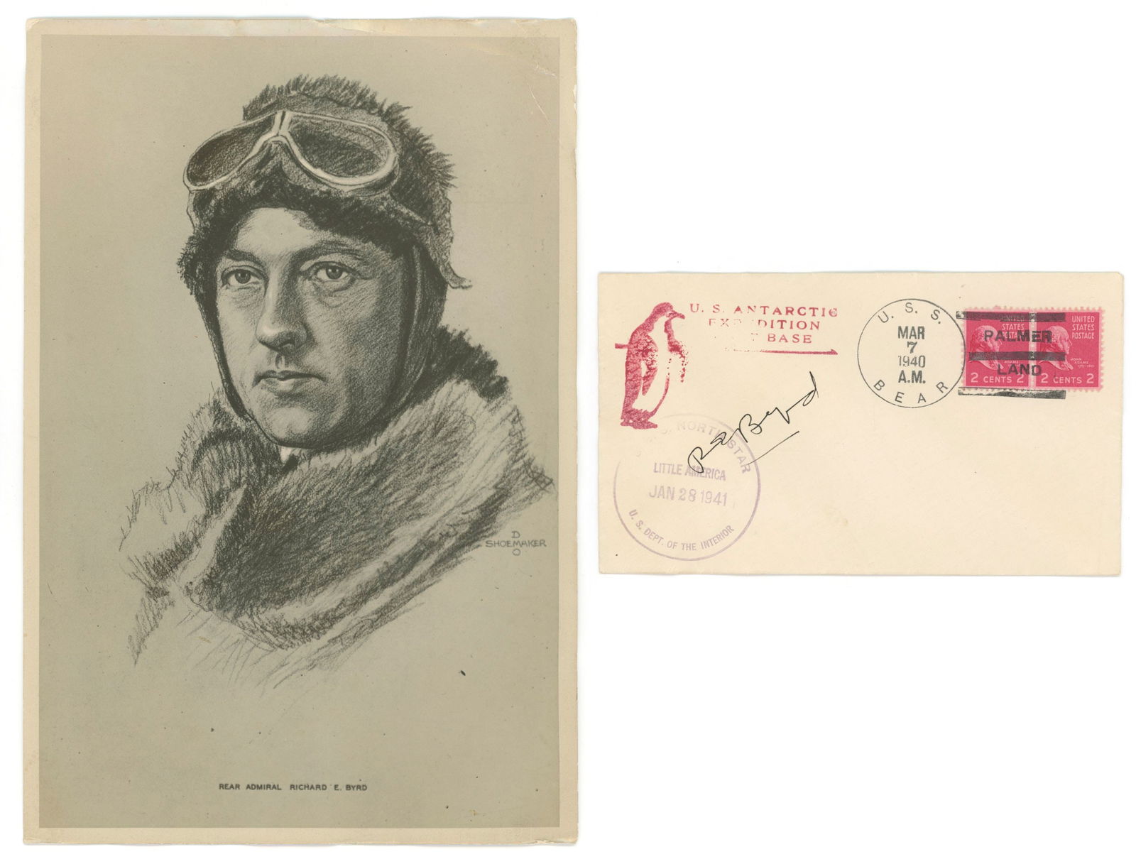 Richard Byrd – Autographed Antarctic Expedition Flown Cover with Vintage Portrait Photograph (1 of 5)