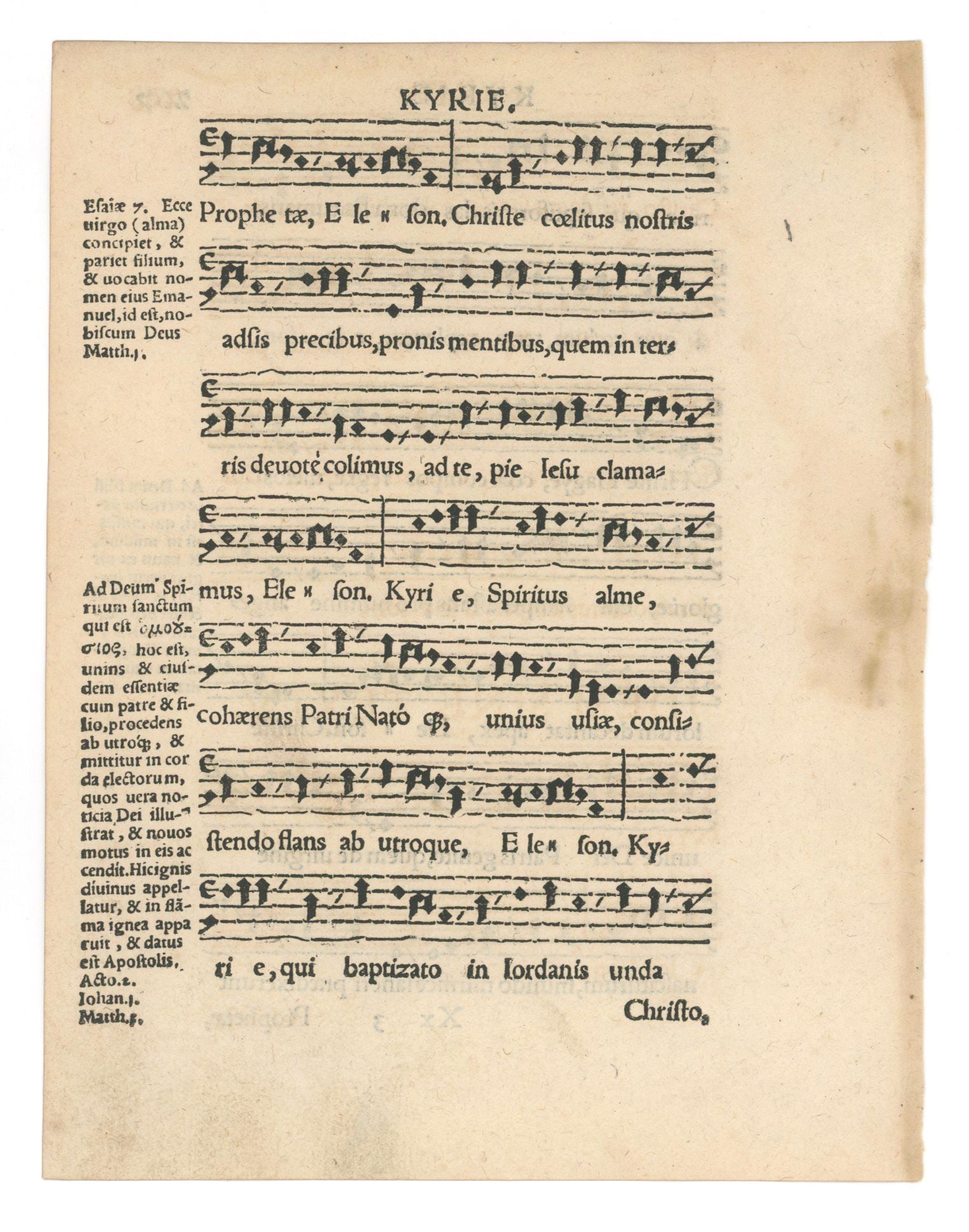 1561 Sacred Music Leaf – Psalmodia Cantica Sacra, Printed by Georg Rhau, Viteberg (Wittenberg) (1 of 2)