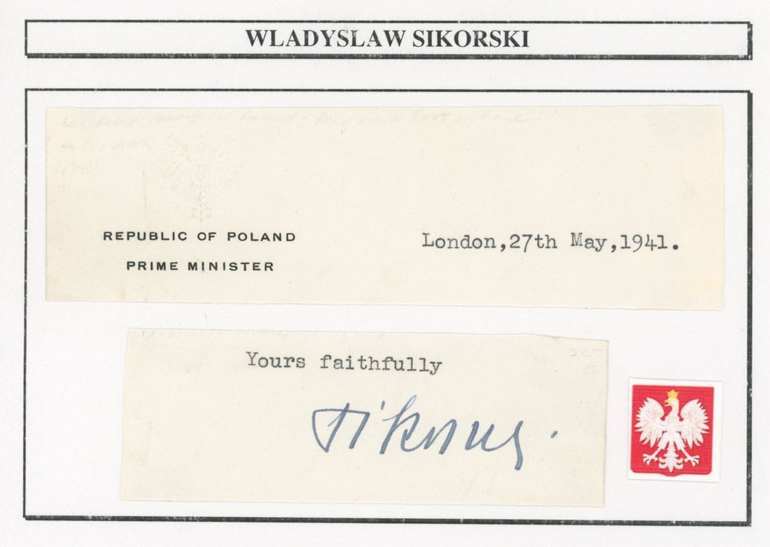 Wladyslaw Sikorski – Prime Minister of Poland – Signature Affixed Custom Printed Display (1 of 1)