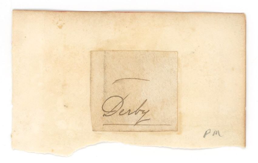 Edward Smith-Stanley – 14th Earl of Derby – Clipped "Derby" Autograph (1 of 1)