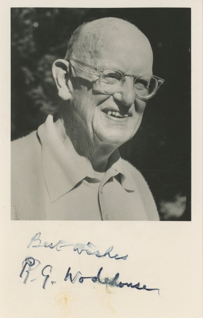 P. G. Wodehouse – British Humorist & Author – Autographed Photograph Postcard — 3. (1 of 2)