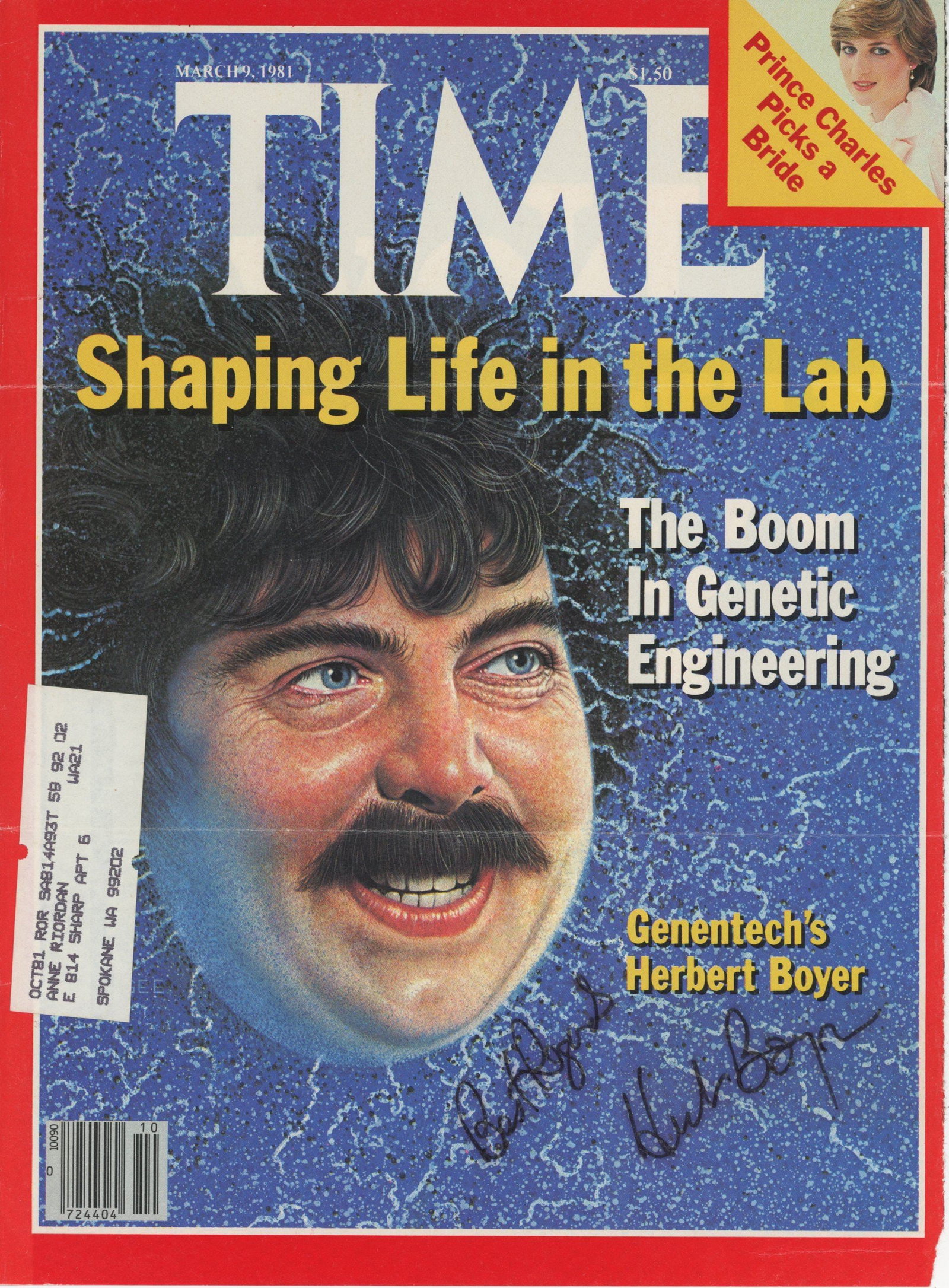Herbert Boyer – Genetic Engineering Pioneer – Autographed TIME Magazine Cover, March 9,  (1 of 1)