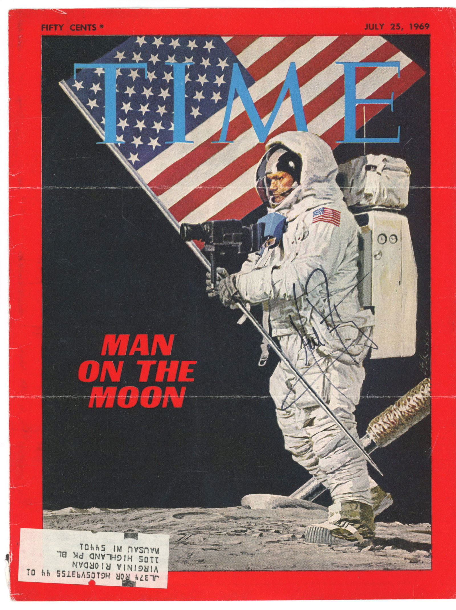 Neil Armstrong – Apollo 11 Astronaut – Autographed TIME “Man on the Moon” Co (1 of 1)