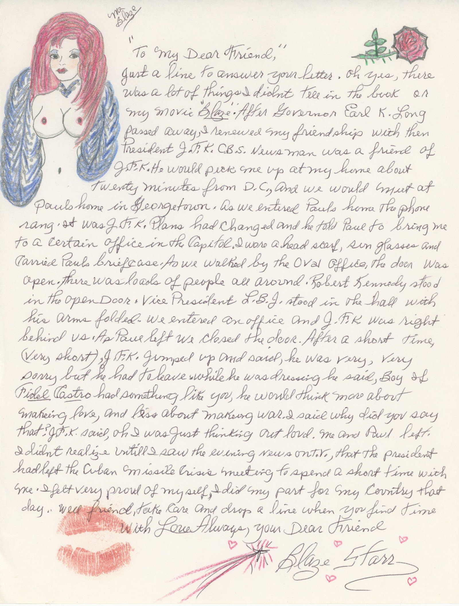 Blaze Starr – Performer Recalls her JFK "Fling" During Cuban Missile Crisis Meeting – AL (1 of 1)